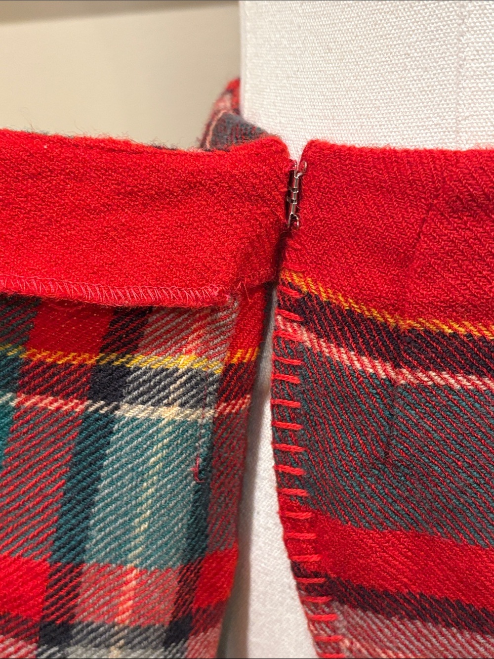 Vintage Ralph Lauren Country 90s Plaid Wool Woven Fringe Wrap Skirt size 6 - Picture 7 of 12